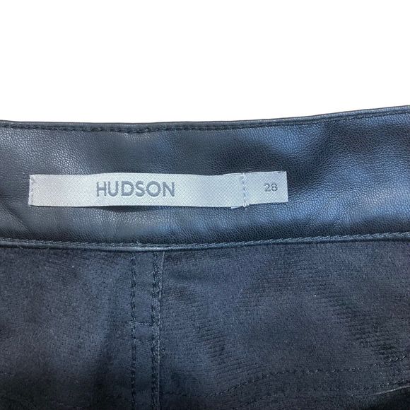 Hudson Women’s 28 Remi Pants Black High Rise Straight Leg Faux Leather NWOT Flaw - Picture 3 of 9